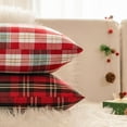 thumbnail image 3 of Plaid Christmas Throw Pillow Covers 12x20 Inch Red and Green Decorative Pillow Covers Set of 2 Accent Pillow Cases for Holiday Home Decor Cushion Covers Woven Fabric with Gold Thread, 3 of 6