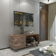 thumbnail image 2 of Rustic Brown TV Console with push-to-open Storage Cabinet for TV up to 65in Wood &glass TV Stand for Living Room Bedroom, 2 of 9