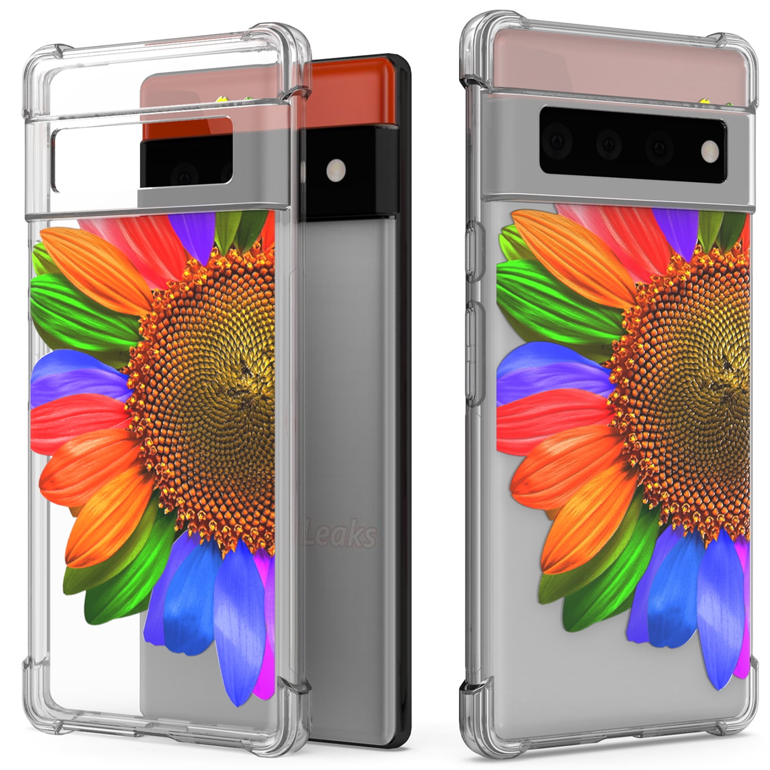 CoverON Phone Design For Google Pixel 6 Case, Clear Flexible Soft Rubber Slim TPU Cover, Rainbow