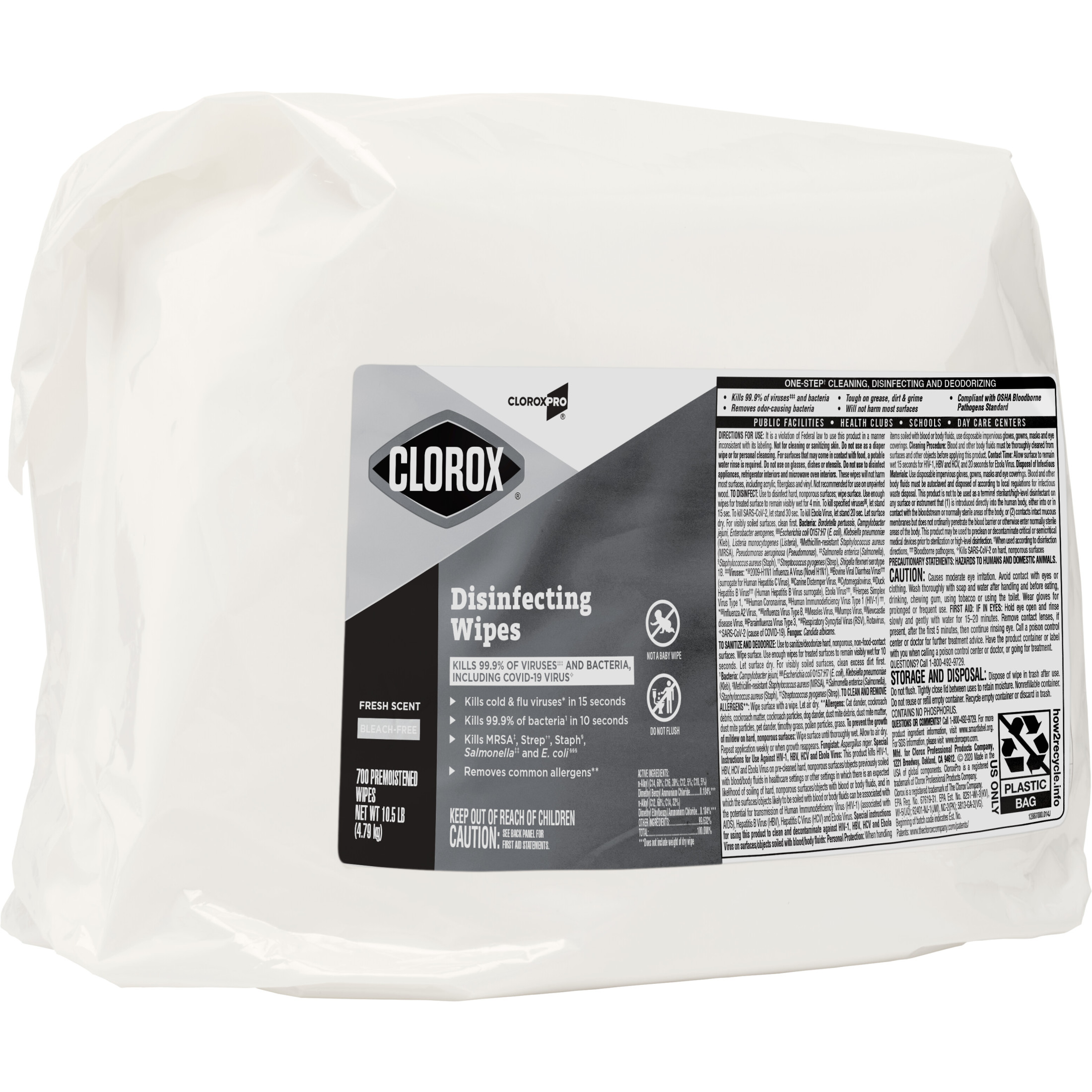 CloroxPro Clorox Disinfecting Wipes, Fresh Scent, 700 Ct, Pack of 2