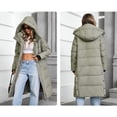 thumbnail image 5 of Women's Winter Khaki Hooded Stand Collar Long Down Jacket - Internal/External Pockets, Windproof Waterproof Warm, S, 5 of 11