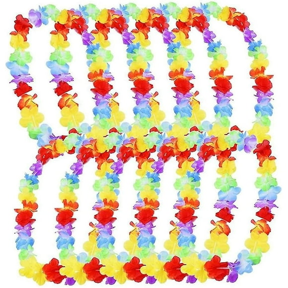 Hawaiian Lei Garlands, Hawaiian Flower Lei Luau Hawaiian Garland Necklaces For Tropical Party Decorations Beach Theme Party Supplies Hawaiian Fancy Dr