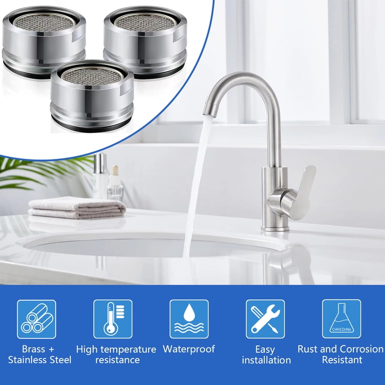 Juvielich 5-Pack 20mm Faucet Aerators – Copper Flow Restrictor Replacement Insert, Splash-Free Bubbled Flow, For Kitchen & Bathroom Sinks