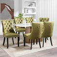 thumbnail image 4 of SoarFlash Velvet Dining Chair Set of 8, Upholstered Tufted Dining Room Chair with Nailhead Trim and Solid Wood Leg for Kitchen (Olive Green), 4 of 6