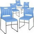 thumbnail image 2 of BizChair 5 Pack 881 lb. Capacity Blue Sled Base Stack Chair with Carry Handle and Air-Vent Back, 2 of 14