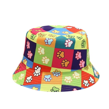 

Zlekejiko Double Beach Sided Baby Boy Toddler Cartoon Cap Kids Fisherman Hat Hat Bucket Sun Prints Outdoor Girls Kids Hats & Caps