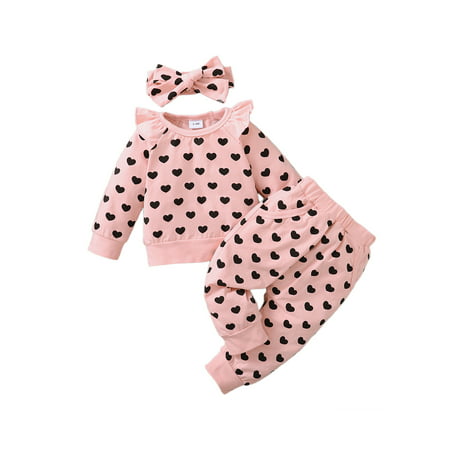 

PBaeM Baby Newborn Girls 3-24Months Ruffle Long Sleeve Autumn 3pcs Fancy Cute Outfit Sets