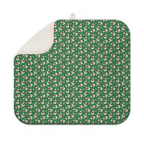 Green Christmas Snowman Pattern Dish Drying Mat for Kitchen 1 Pack, Ultra Absorbent Microfiber Dishes Drainer Mats,16x18in(41x46cm)