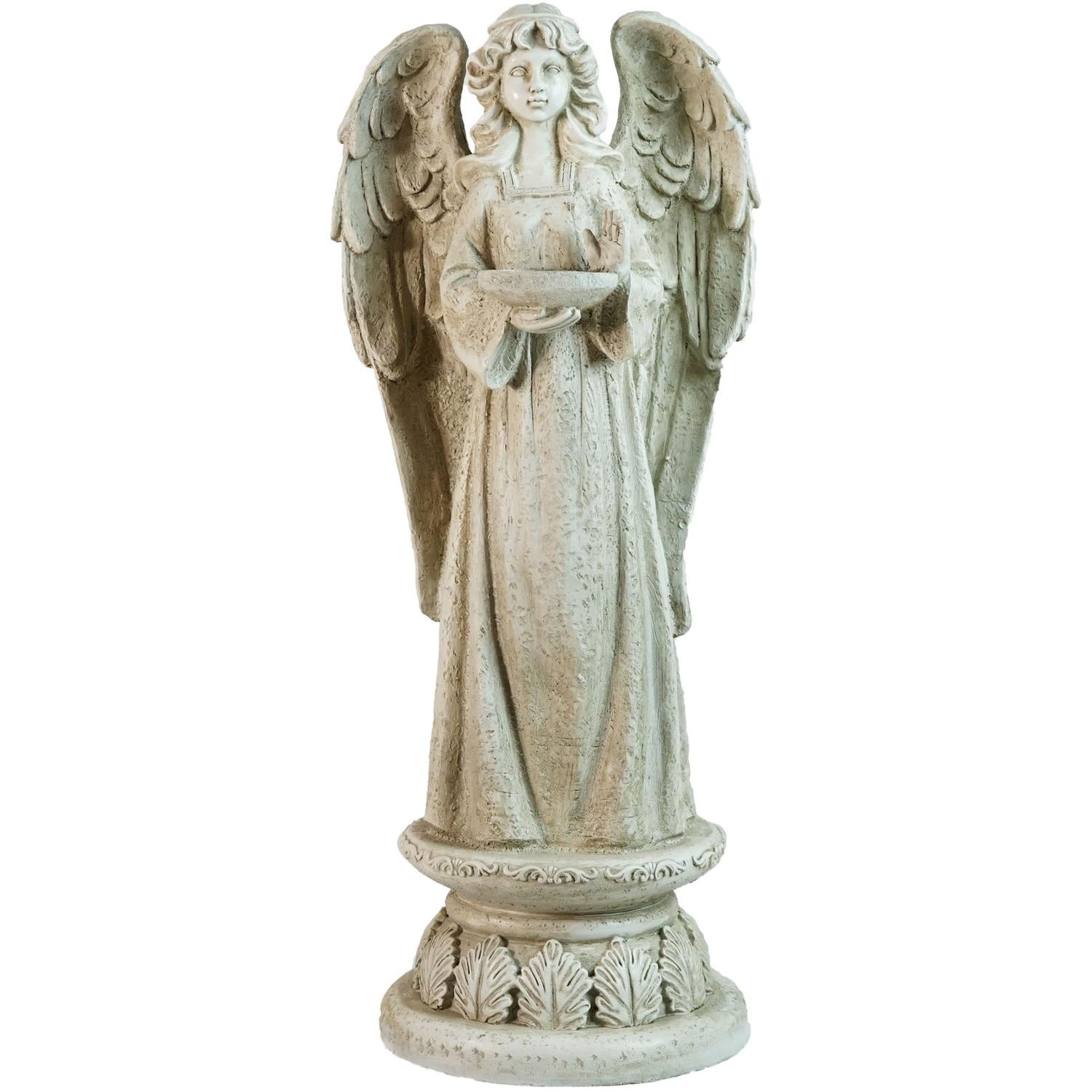 22.5" Standing Religious Angel with Birdbath Votive Candle Holder Outdoor Garden... by Northlight