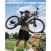 Racer Electric Bicycle for Adults, 21-Speed Mountain Ebike with 1200W 28MPH Brushless Motor, 48V10.4Ah Removable Battery, 27.5X2.1 Tire Step Over E-MTB, Black with Fender & Rear Rack