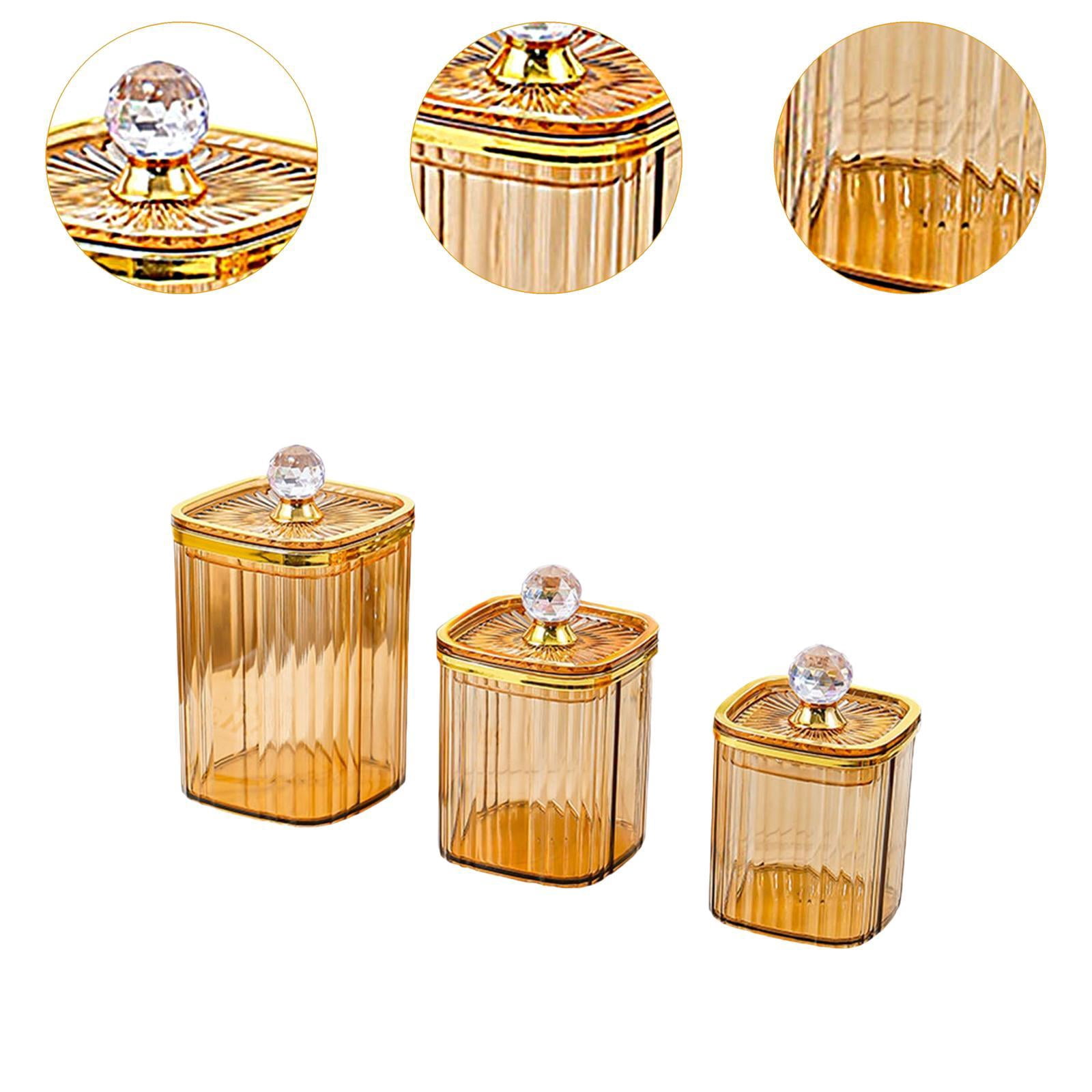 Baoblaze 3 Pieces Airtight Food Storage Container Grain Jar for Kitchen Wedding Candy Amber Big Diamond