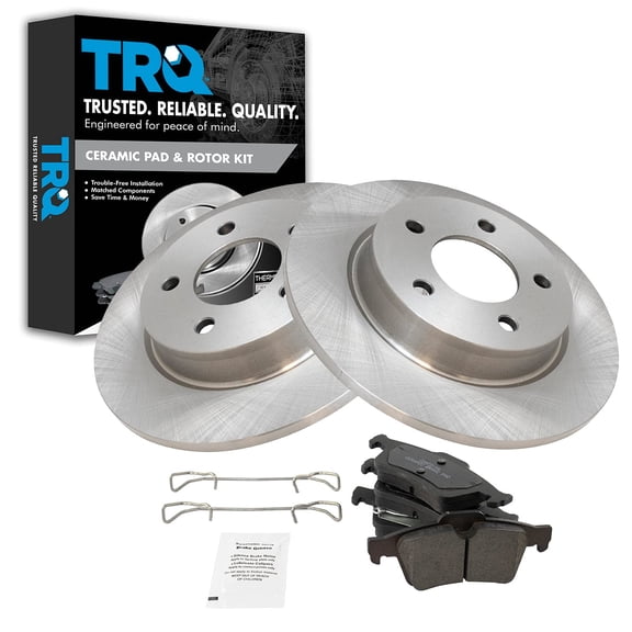 TRQ Rear Brake Pad & Rotor Kit Brake Pads Brake Rotor Ceramic Fits Select 2004-2005 Mazda 3