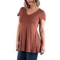 thumbnail image 3 of 24seven Comfort Apparel Women's Plus Size Short Sleeve V Neck Tunic T Shirt, 3 of 4