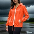thumbnail image 5 of Enjoytime Womens Rain Jacket with Hood Waterproof Long Sleeve Raincoat Lightweight Casual Outdoor Windbreaker Plus Size Clothes Orange XXXL, 5 of 6