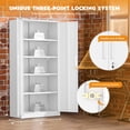 thumbnail image 3 of SOLAURA 71" H Metal Storage Cabinet, 32" W x 16" D Locking Metal Garage Storage Cabinet with Doors and 4 Adjustable Shelves, Lockable Cabinets for Home Office, Garage, Shop (White), 3 of 7