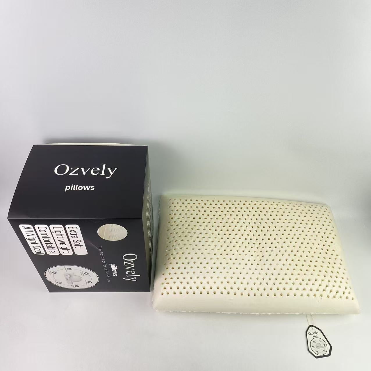 Ozvely pillows,Latex Pillow, Natural Cooling Latex, Medium Firm, Ergonomic Support for Side, Back & Stomach Sleepers. Breatthable Comfort. 24 × 16 inches