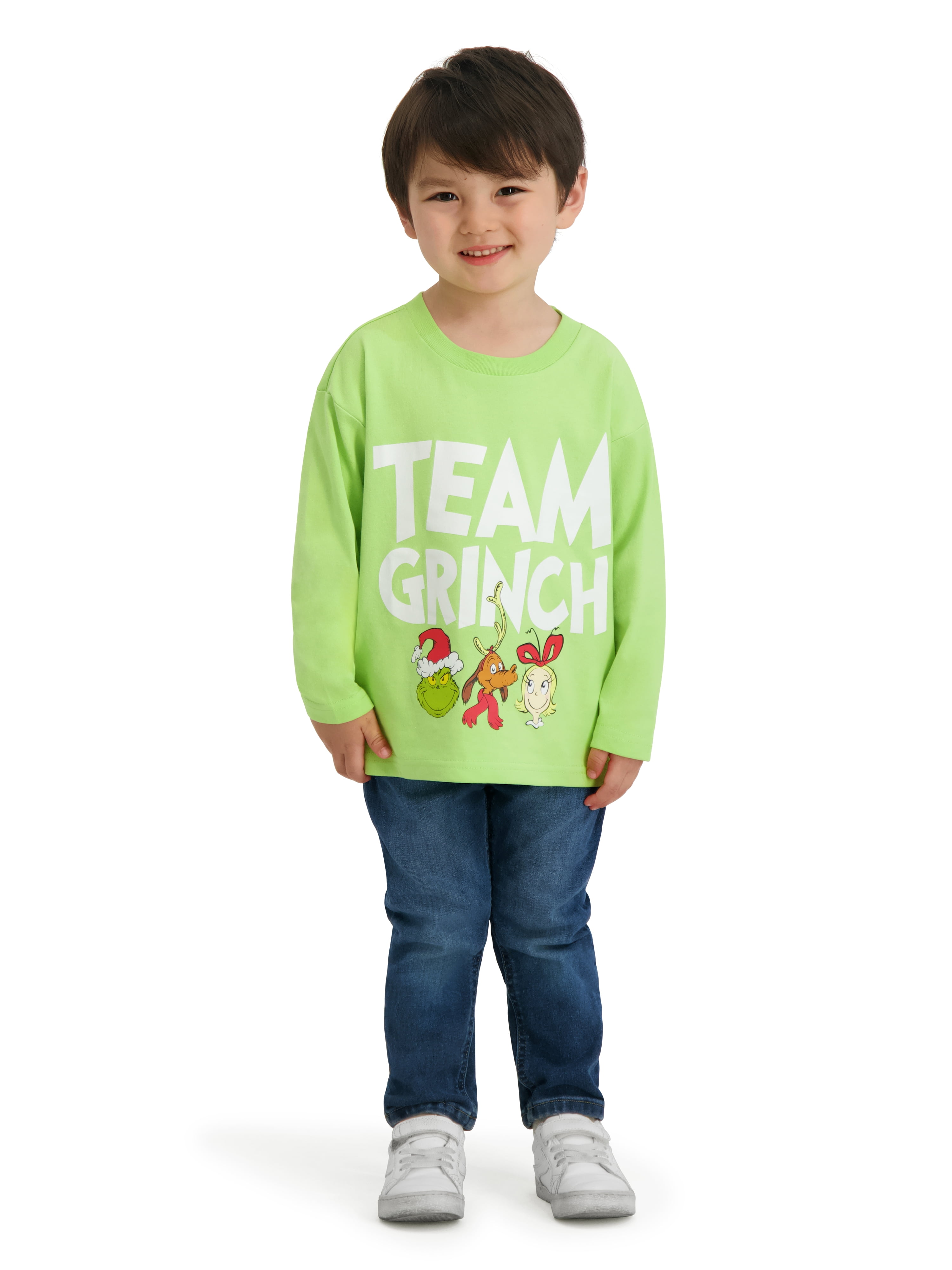 Dr. Seuss The Grinch Toddler TEAM GRINCH Long Sleeve Tee Shirt, Sizes 12M-5T