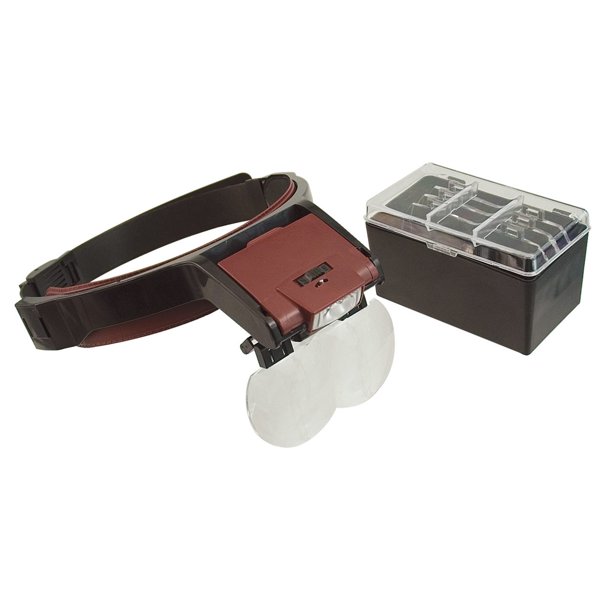 LED MagView Hands Free Headband Magnifier Kit with 4 Double Lenses