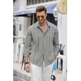 thumbnail image 3 of COOFANDY Mens Long Sleeve Cuban Guayabera Shirt Casual Summer Beach Button Down Shirts, 3 of 7