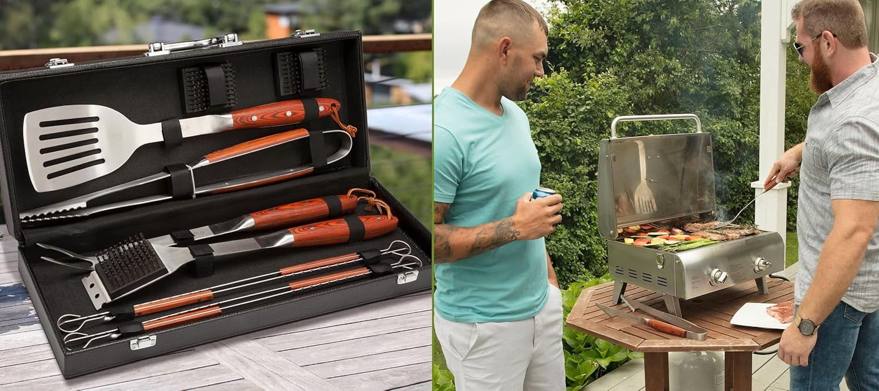 10-Piece Premium Grilling Set, Grill Accessories Stainless Steel BBQ Tools, Storage Tote for Spatula, Tongs, Grill Brush, and More, Perfect for BBQ, Cookouts, Camping, Tailgates