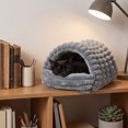 thumbnail image 7 of Covered Cat Bed Cave - 2-in-1 Enclosed Pet House for Small Medium Dogs Cats, Winter Warm Sleeping Shelter with Removable Cushion, 2 Size Indoor, 7 of 7