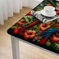 thumbnail image 4 of COMIO Picnic Dining Kitchen Farmhouse Square Tablecloth Parrot Cute Bird Tropical Exotic Summer Palm Leaves Hibiscus Hawaii Decorative White, 4 of 7