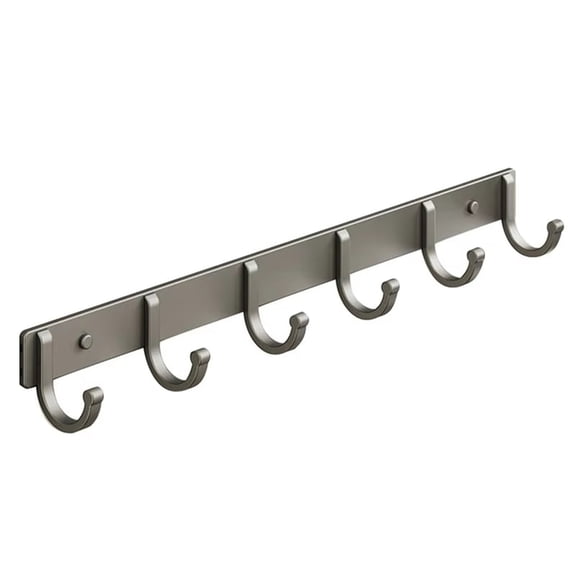 Towel Hook Rack Brushed Nickel - Sagmoc 17-Inch Coat Hook Rail Wall Mounted with 6 Round Hooks,Durable Wall Hangers for Bedroom,Bathroom,Foyer,Hallway