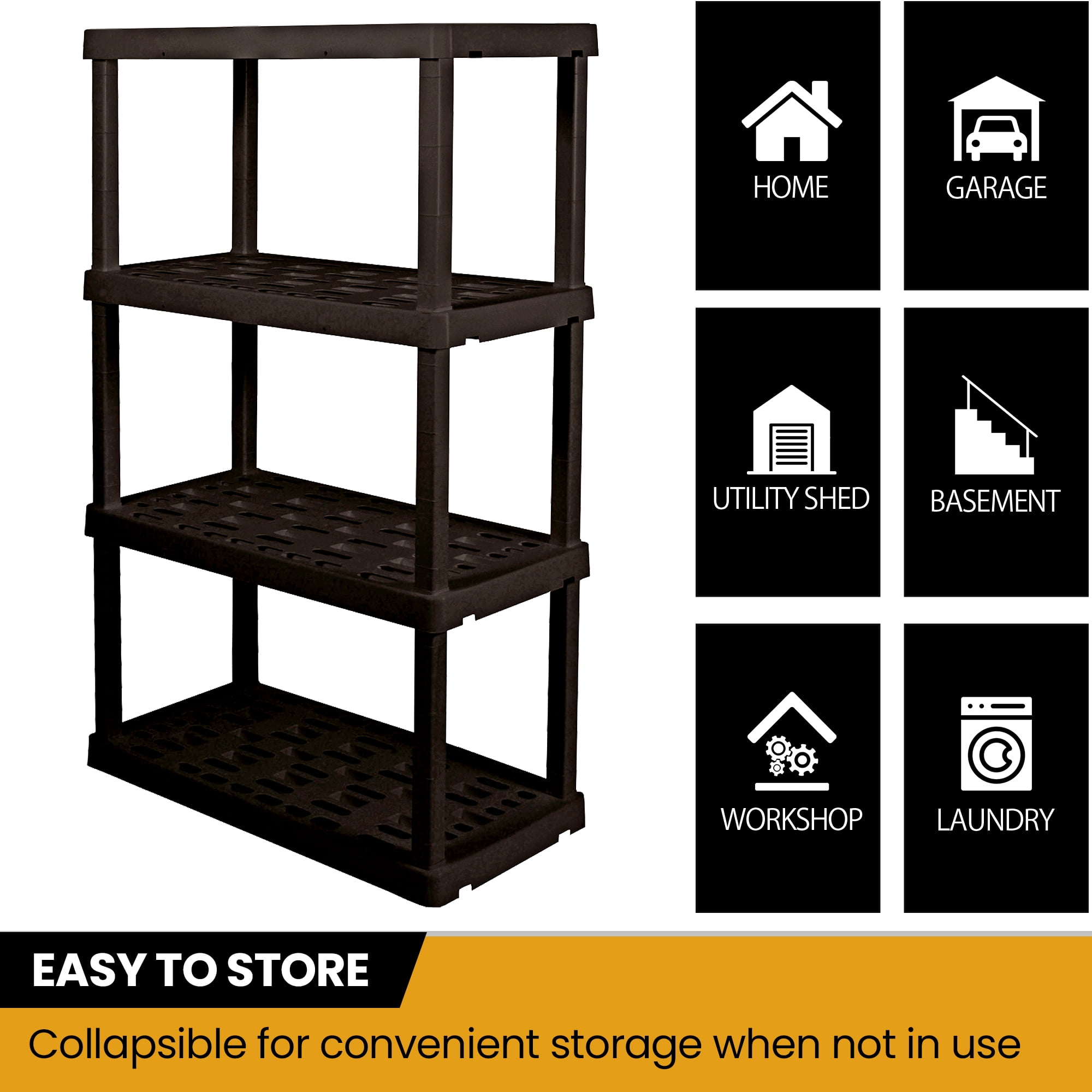 Hyper Tough Garage Shelving Unit Heavy Duty 4-Tier 56"H x 18"D x 36"W 2-Pack Black-600 lb Total Capacity