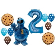 12pc BALLOON set NEW COOKIE MONSTER sesame street PARTY 2nd BIRTHDAY second GIFT decor FAVORS chocolate chip
