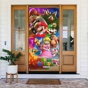 Super Mario Bros Luigi Movie Door Cover Decorated Banner Tapestry Home Decoration Holiday Party Supplies Door Banner Porch Sign Banner 72.8 x 35.4 Inch