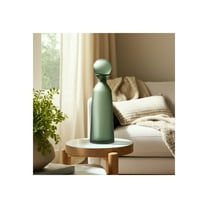 Glass Vase with Vertical Ribbed Detailing and Round Stopper Accent Aligned to Coastal Trend for Modern Decorative Display in Contemporary Interior Settings