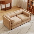 thumbnail image 2 of Newest Stylish Camel Chenille 2-Seater Sofa with Storage Seat, Cylindrical Backrest and Armrests, Modern Fabric Loveseat Featuring Hidden Storage Space, 2 of 10