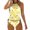 Yellow, variant on WUANDIXFA Women's Graphic Drawstring Halter Two Piece Tankini Set Summer Swimwear Beach Vacation Swimsuits Yellow,L
