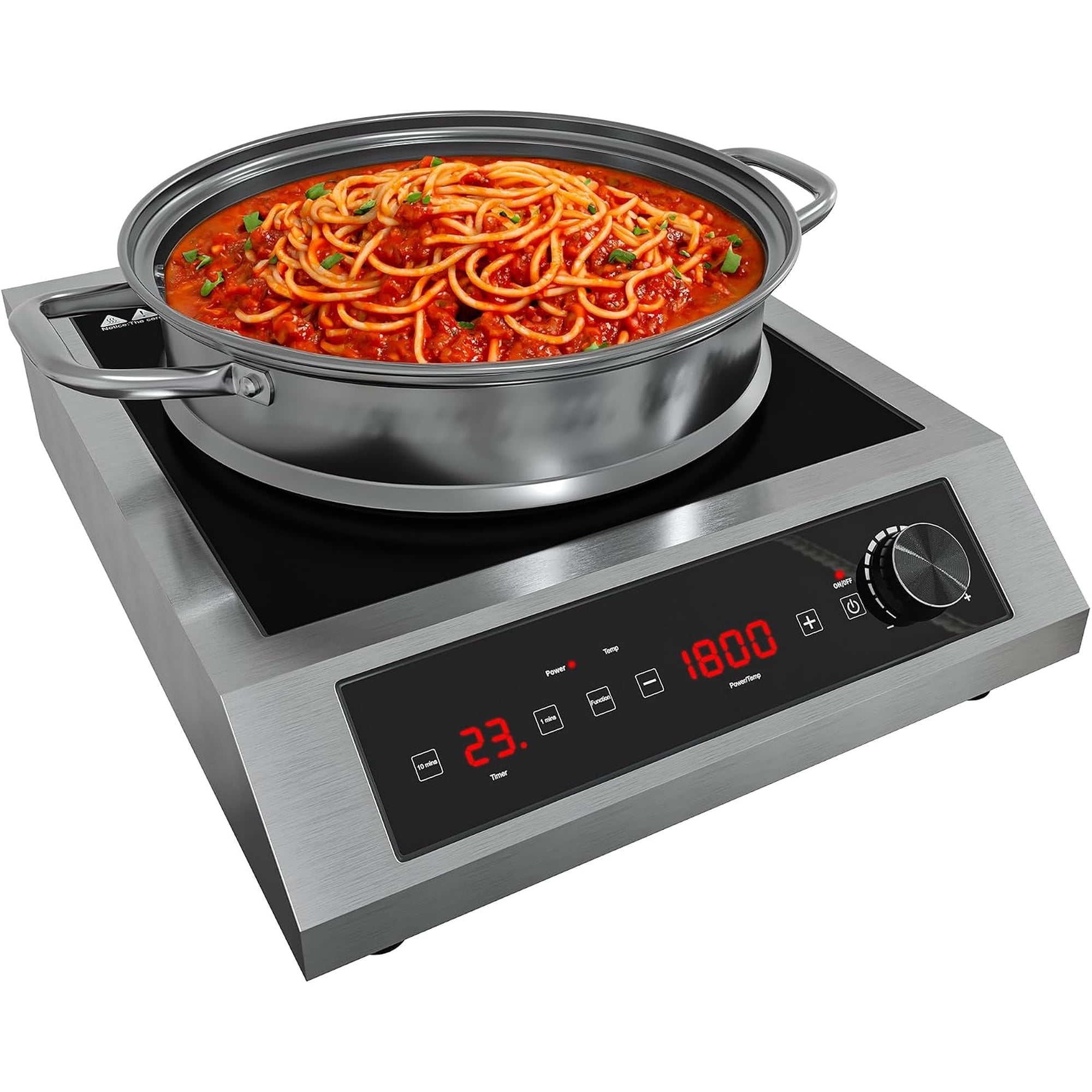 1800W Portable Induction Cooktop, Commercial-Grade Electric Countertop Burner with Timer, Induction Hot Plate with LED Screen, 10 Power(100W-1800W), 14 Temp Setting(140°F-536°F),Black
