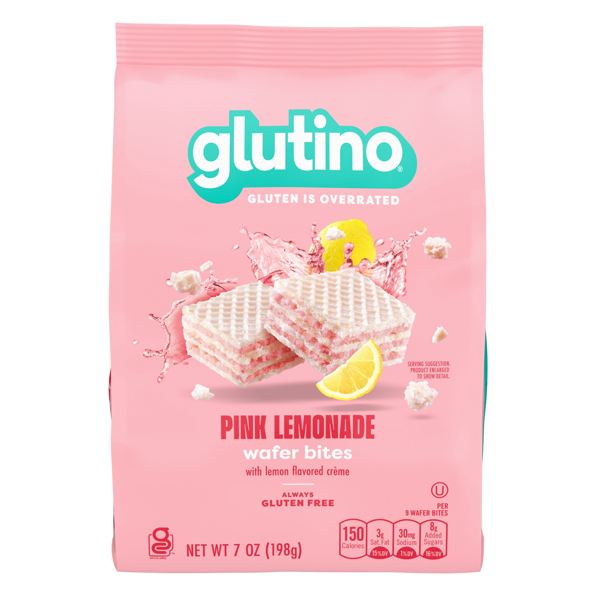 (6 pack) Glutino Pink Lemonade Wafer Bites, Gluten Free Wafer Cookies, 7 oz.