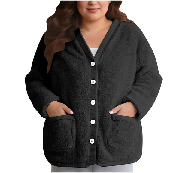 iHPH7 Bed Jackets for Women Womens Fleece Jacket Sleep Tops for Women Fluffy Jacket Women's Sleepwear Winter Clothing for Women Warm Jackets for Women Black L
