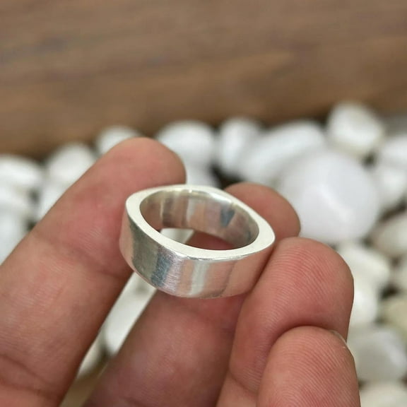 925 Sterling Silver Wide Band Ring – Minimalist Statement Jewelry | Handmade Artisan Ring, Unique Bold Design for Women & Men