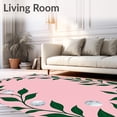thumbnail image 2 of ODIKA 2'x3' Machine Washable Non-Slip Area Rug, Abstract Holiday With Interwoven Baubles and Foliage Kit High Traffic Rug with Pad, Pink, 738459, 2 of 8