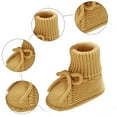 thumbnail image 5 of Baby Boys Girls Sock Shoes Bowtie Knitted Booties Lightweight Flat Walking Shoes Casual Round Toe Athletic Crib Shoes Light Yellow 9-12 Months Infant, 5 of 5