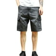thumbnail image 2 of Lroveb Mens Denim Cargo Shorts Summer Baggy Loose Jean Shorts with Pockets Casual Walking Bermuda Shorts Black, 2 of 4