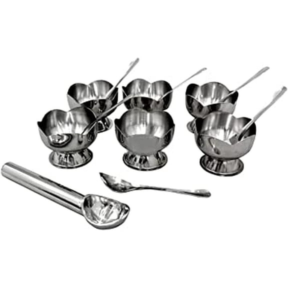 SynSpiritStore Set of 13- 6 Lotus ice Cream Cup/Soup Bowl,6 Spoon, 1 Sccop