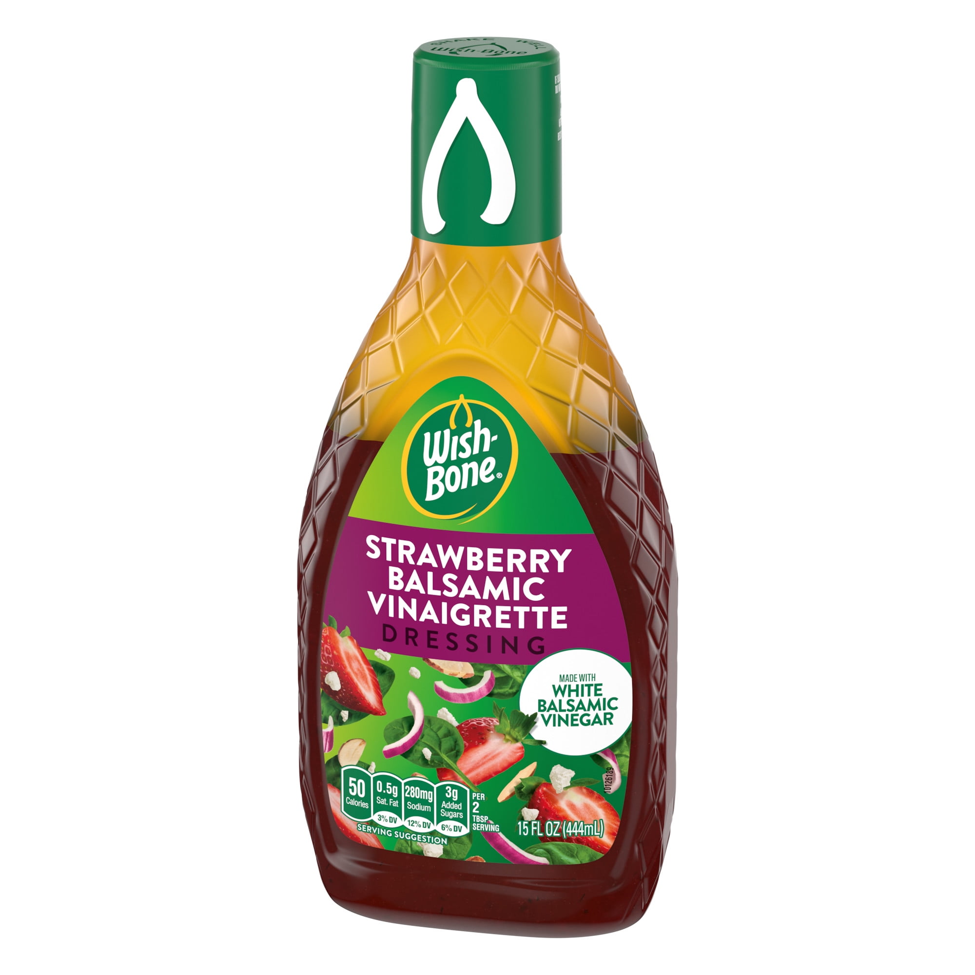 (4 pack) Wish-Bone Vinaigrettes Strawberry White Balsamic Salad Dressing, 15 fl oz