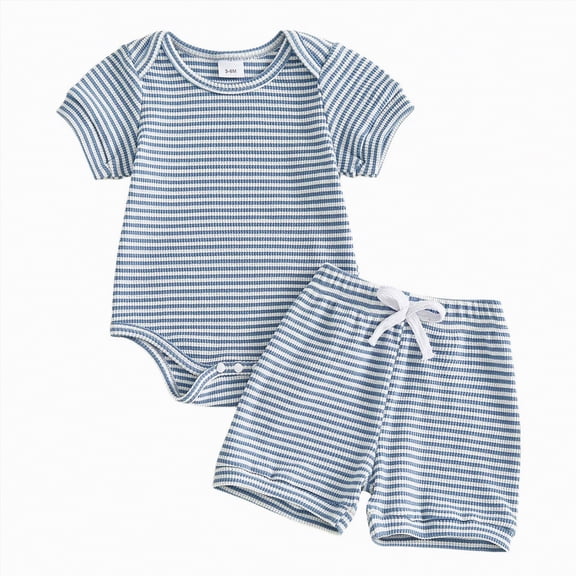TOWED22 Baby Girl Clothes Newborn Romper Ruffle Sleeve Short Jeans Skirt with Headband Infant Outfits Set 0-18 Months Blue,9-12 M