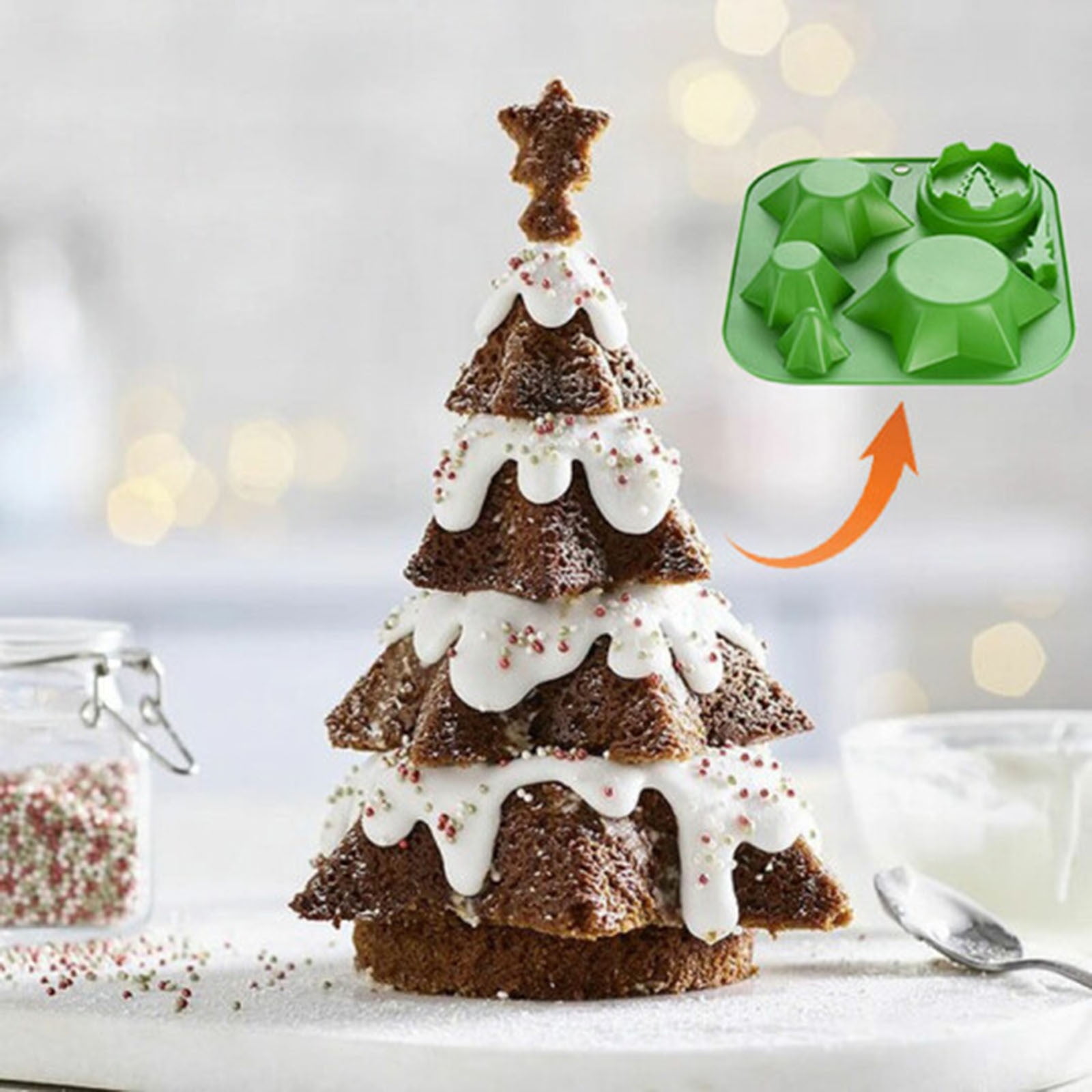 Christmas House Tree Silicone Chocolate Baking Mold Ice Cube Tray Cookies Mould