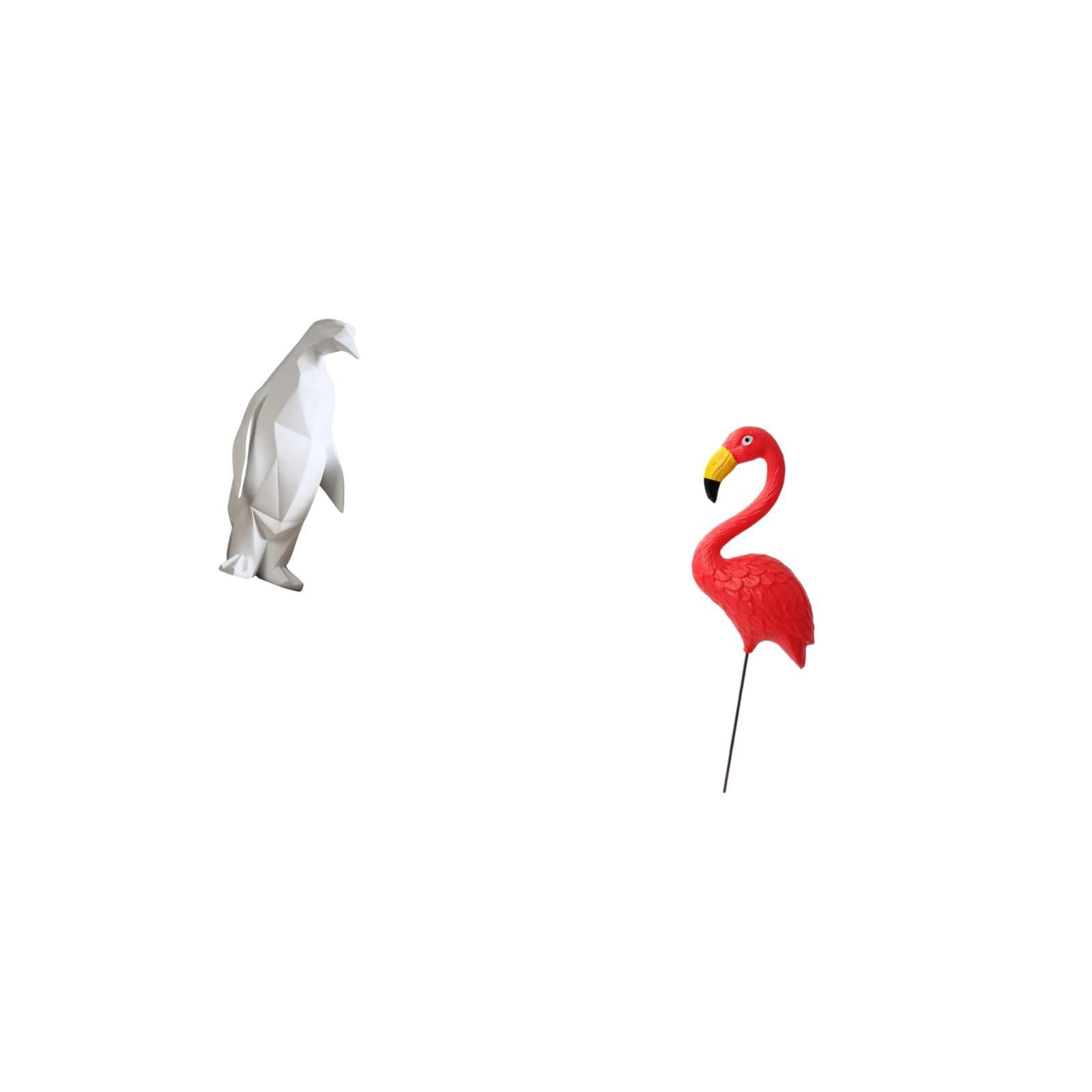 CoudarTitie Penguin Bird Sculpture Figurine Collectable Craft Decorative Ornament Resin Animal Statue Yard Art Ornament Backyard Fairy Garden Accessories Flamingo Garden Stake for Housewarming