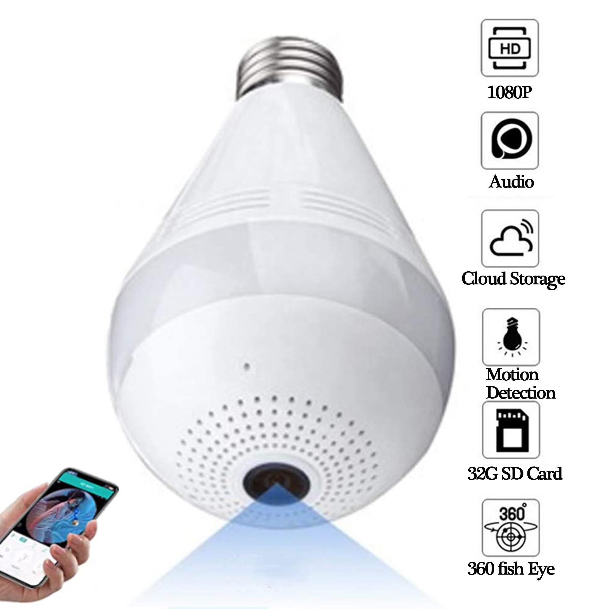Smart Bulb 360 Security Light Bulb Camera, 2.4G WiFi Home Security