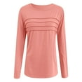 thumbnail image 4 of MIXUE Boho Tops For Women Autumn Winter Solid Color Round Neck Long Sleeve Casual Basic Soft Pullover Shirts For Women Tee Shirts Daily-Wear,Pink,XL, 4 of 5