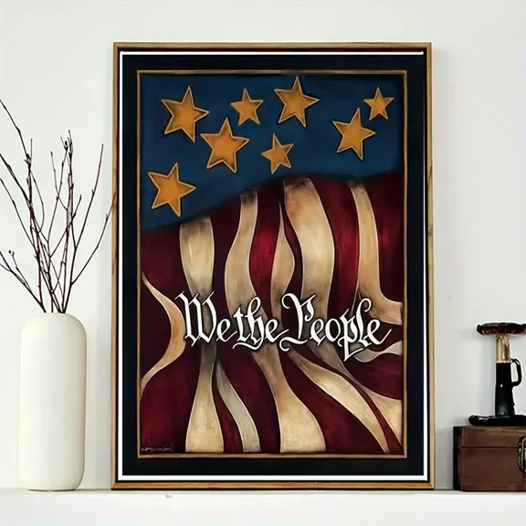 5D DIY Artificial Full Diamond Painting Set - Adult Beginner, We The People Patriotism Diamond Art, Sparkling Rhinestone, for Home Wall Decor & Gift - Perfect for Art Lovers & Adults
