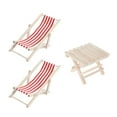 thumbnail image 3 of 1 Ensemble 1/12 Mini Maison Miniature Modèle de Mobilier Chaise Longue en Bois Chaise de Plage Ensemble pour Enfants (Rouge 2 Pcs Chaise Longue et 1 Pce Table de Plage Pliable), 3 of 5