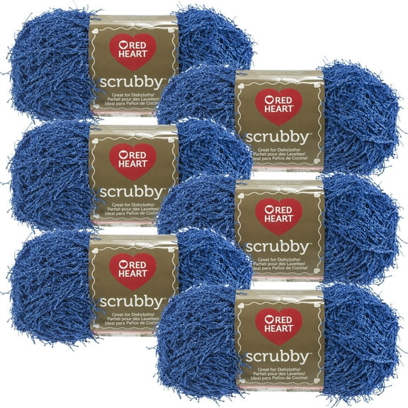 Red Heart Scrubby Yarn -Royal, Multipack Of 6